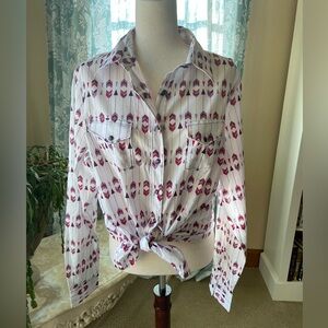 Cruel Girl western pearl snap arrow print button down